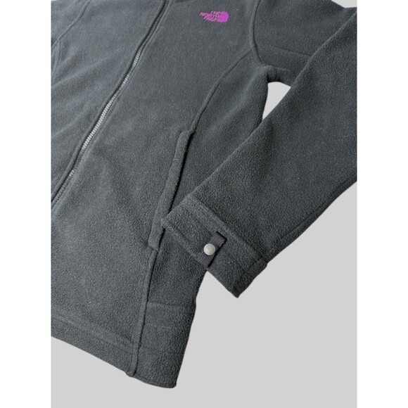 The North Face Big Girls Black Full Zip Fleece Jacket Pink Logo Large 14/16 Warm - Picture 3 of 10